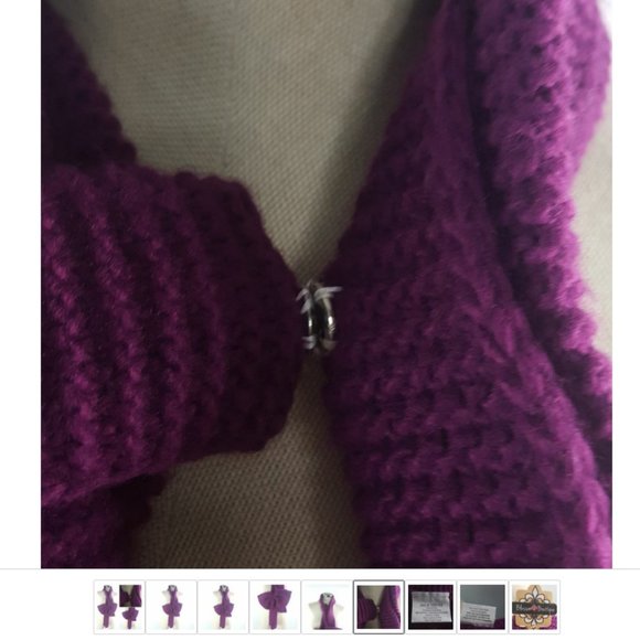 Large Bow Knit Scarf Purple nwt Blossom Boutique - Picture 5 of 9